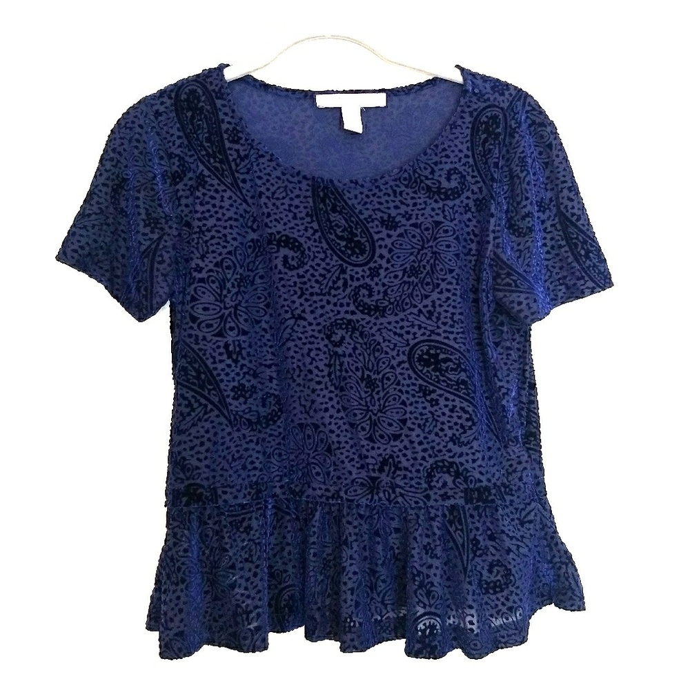 Forever 21 blue velvet peplum top